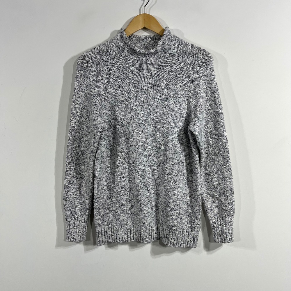 LL Bean VTG 90s Fisherman Roll Neck Preppy Cotton Sweater Womens Small Old Money